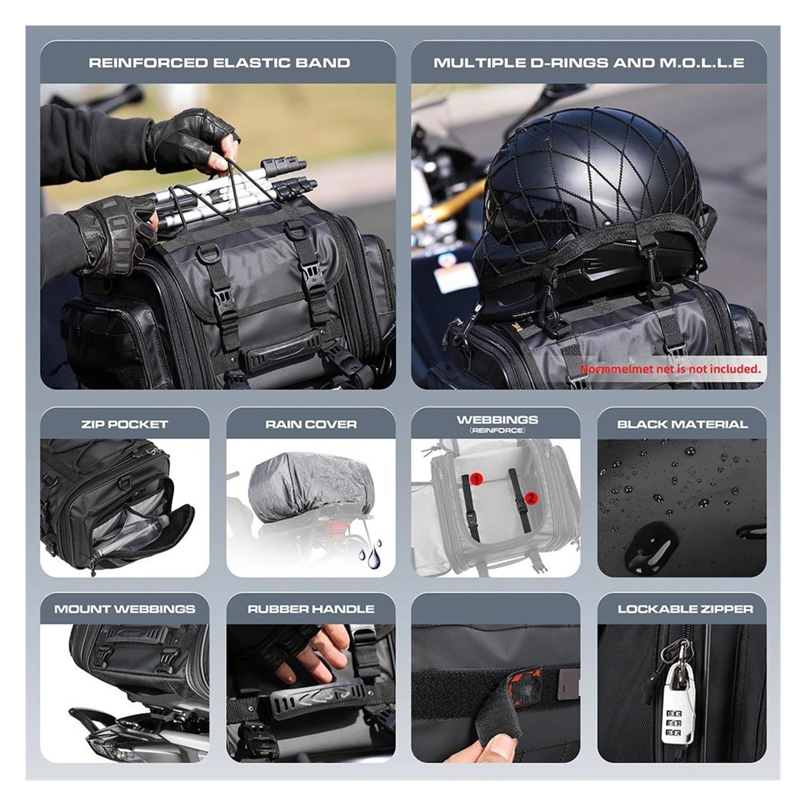 Top Case Motos Bolsa Asiento Trasero para Motocicleta Alforja Trasera Impermeable 19L-26L Protector Lluvia Equipaje Gran Capacidad Bolsa De Moto