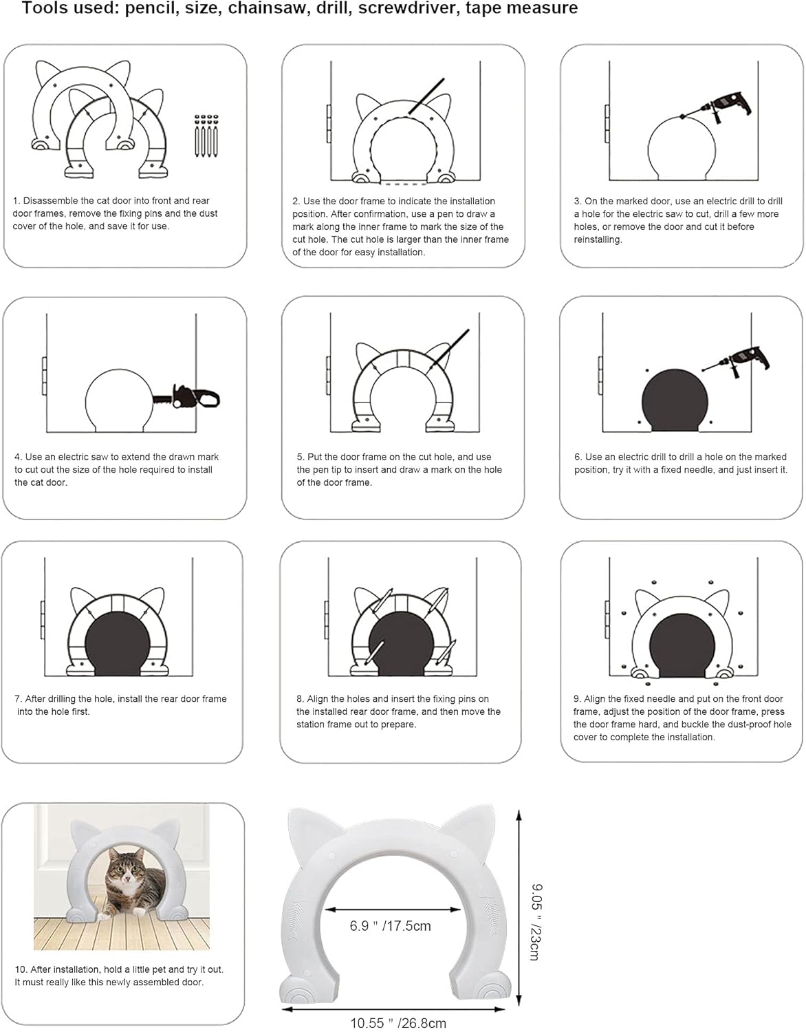 ikuso Indoor Cat Door, Cat Door for Interior Door, Pet Doors for Cat, Kitties and Kittens : Pet Supplies