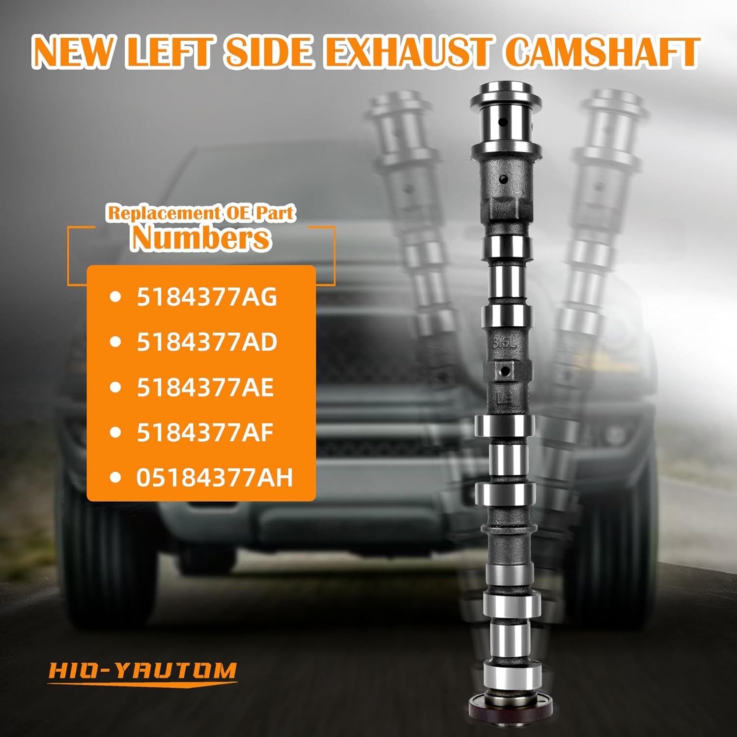 5184377AG Left Side Exhaust Camshaft Compatible with Jeep Wrangler Grand Cherokee Dodge Charger Challenger Ram 3.6L V6 Models Replacement for 5184377AG 5184377AD 5184377AE 5184377AF 05184377AH