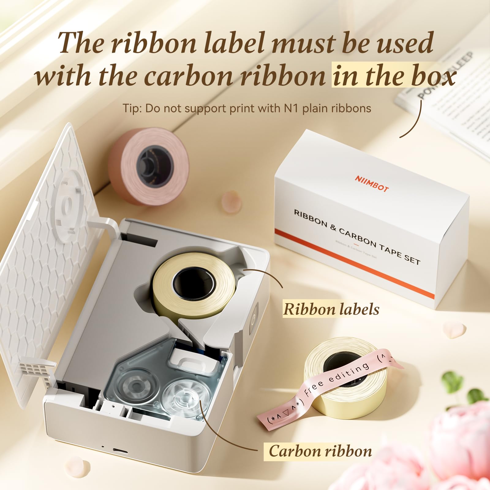 NIIMBOT Ribbon Labels 14mm Wide-5.1m Long,Only for N1 Label Maker,Durable Soft Material,Waterproof and Wear-Resistance - Image 3