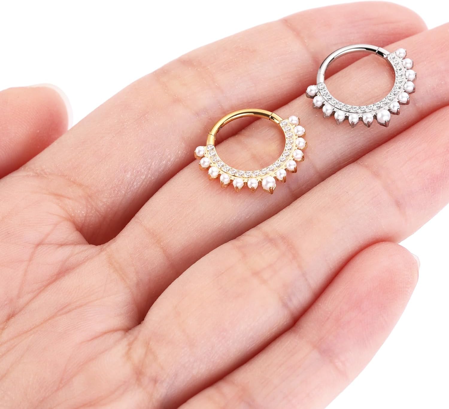 FUNLMO 16G 18G Septum Daith Jewelry Nose Ring Hoop Cartilage Earring Rook Tragus Helix Conch Piercing Jewelry 316L Surgical Steel Clicker