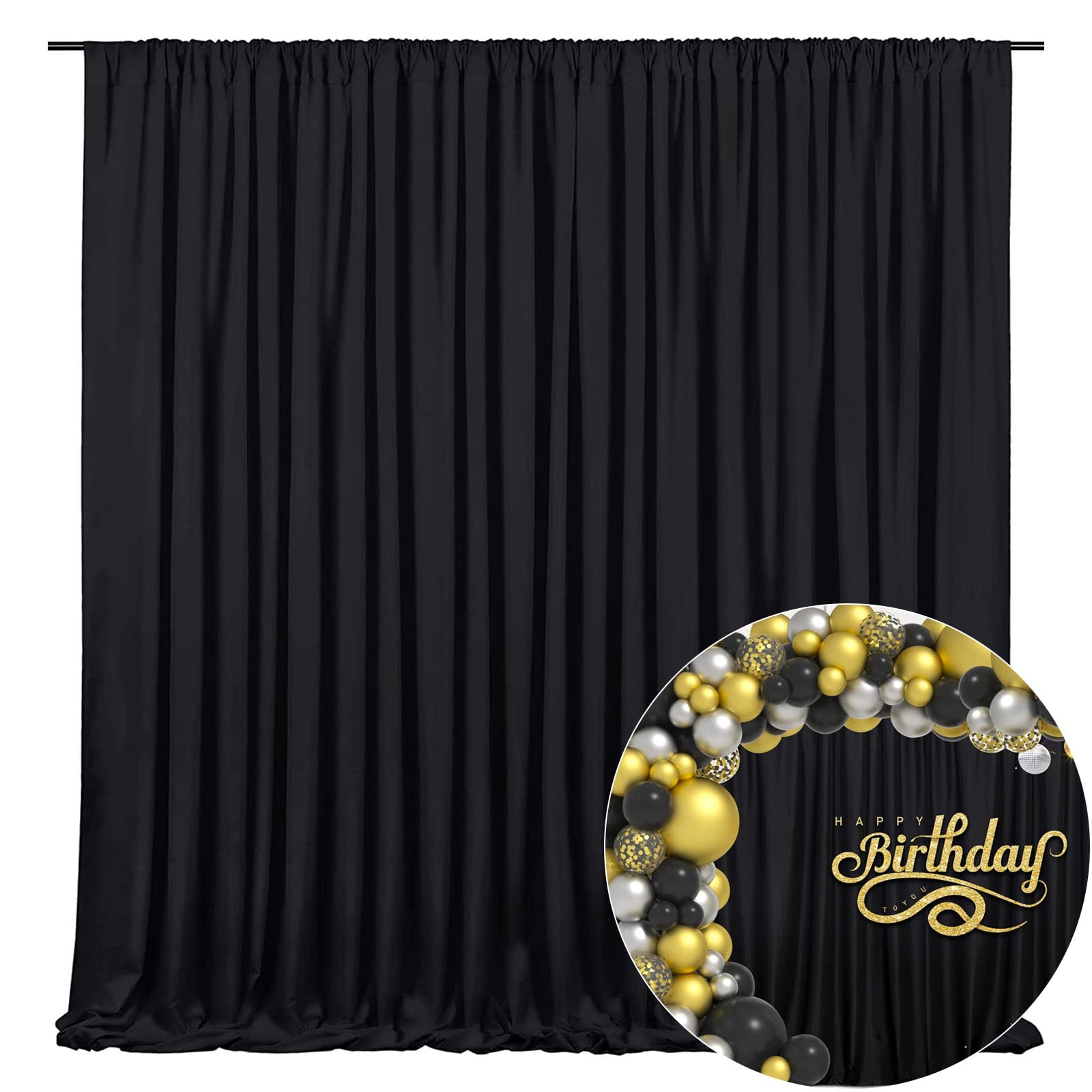 Photo 1 of 10 x 10 Feet Rose Gold Backdrop Curtain for Partie, Background Curtains for Photoshoot, Birthday, Wedding, Halloween, Thanksgiving, Christmas Day, New Year Party Decorations 5Ft x 10Ft, 2 Panels