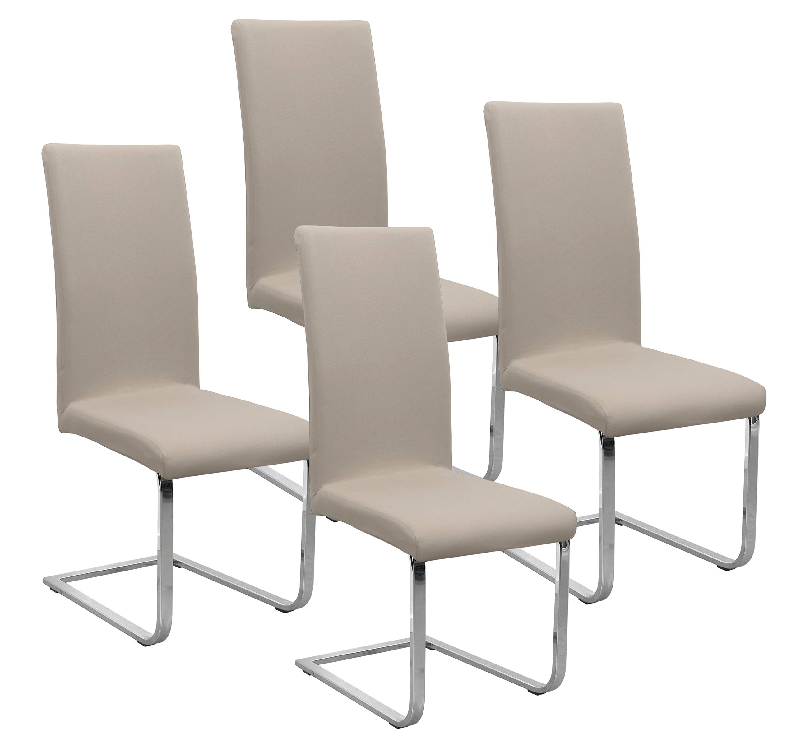BEAUTEX Lot de 4 Housses de Chaise en Jersey, Housse Extensible en Coton bi-élastique, Couleur sélectionnable, Beige