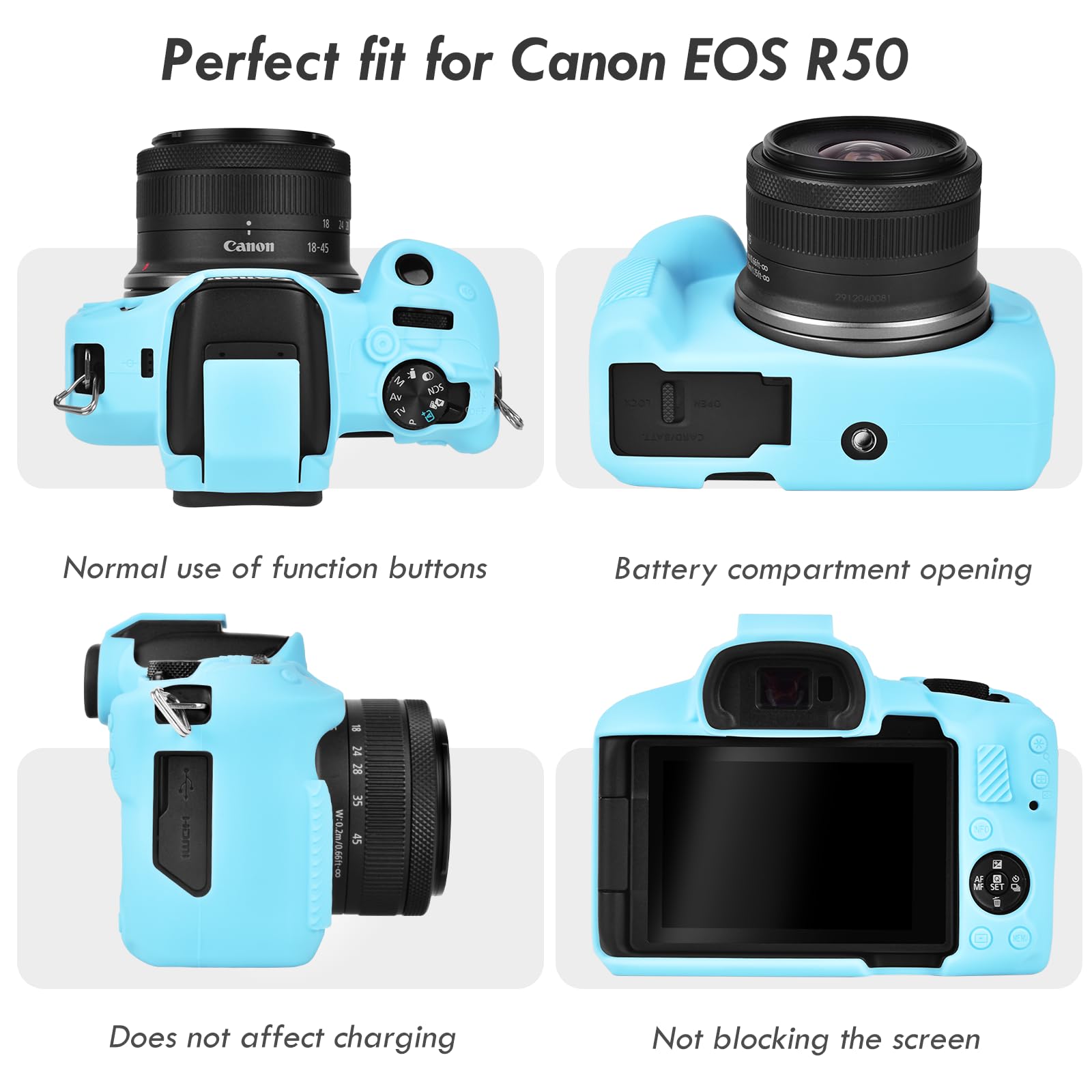 Rieibi Custodia Protettiva in Morbido Silicone per Canon EOS R50, Leggera, Bianco