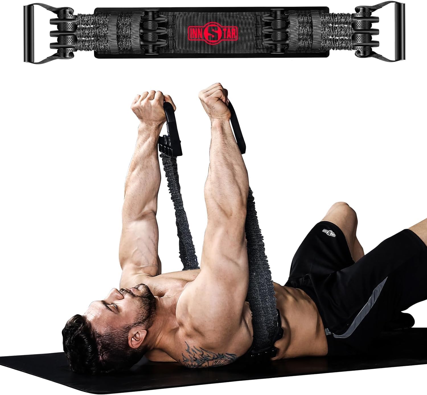 INNSTAR Bande de Resistance de Musculation Réglable pour L'entraînement, Portable Elastique Musculation pour la Maison, l'entraînement, la Salle de Sport -Bench Press Resistance Band Elastica Ftness