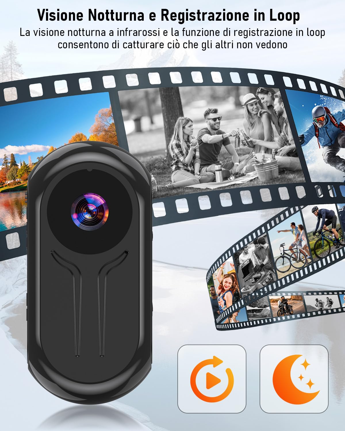 Mini Action Cam 2K, Telecamera Moto Portatile Sportkamera WiFi, 120° Videocamera Sport Videocamera POV Vlog Fotocamera Magnetica per Ciclismo Moto Conferenze Viaggio