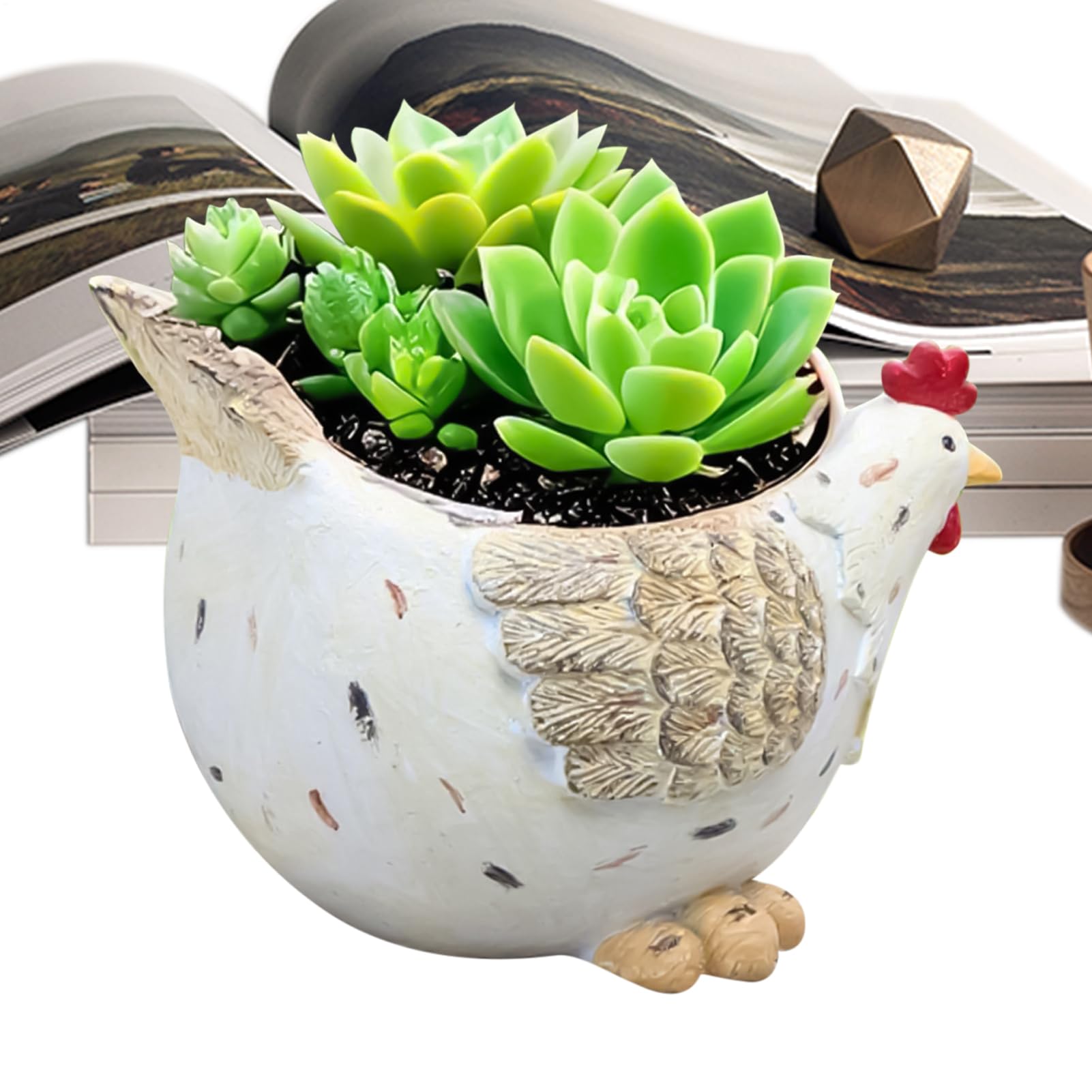 Pot de fleurs poules en plastique avec trou de drainage