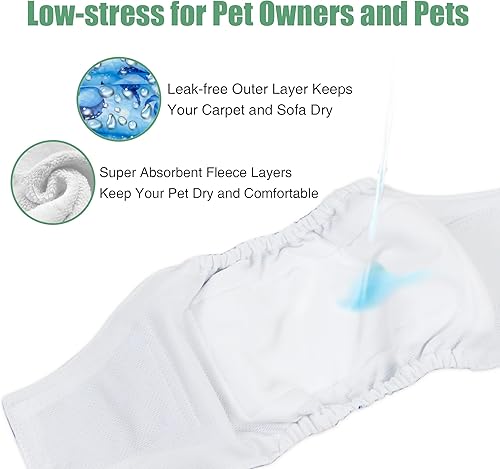 Vista 34 de wegreeco Pañales lavables para el vientre para perros machos (patrón elegante) – Pañales lavables para perros machos, pañales para perros machos