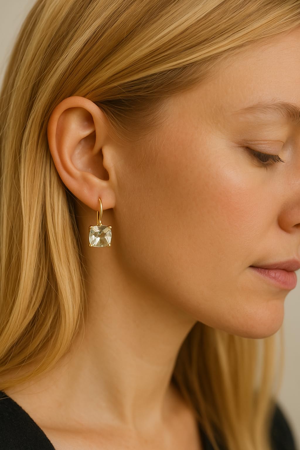 Orecchini in argento sterling 925 con prasiolite ametista verde taglio cuscino
