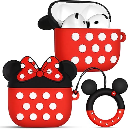 Boaretiu - Funda para Airpods de 4 generación, con llavero para AirPods de 4 generación (2024), color rojo, lindo kawaii, divertido 3D, de silicona