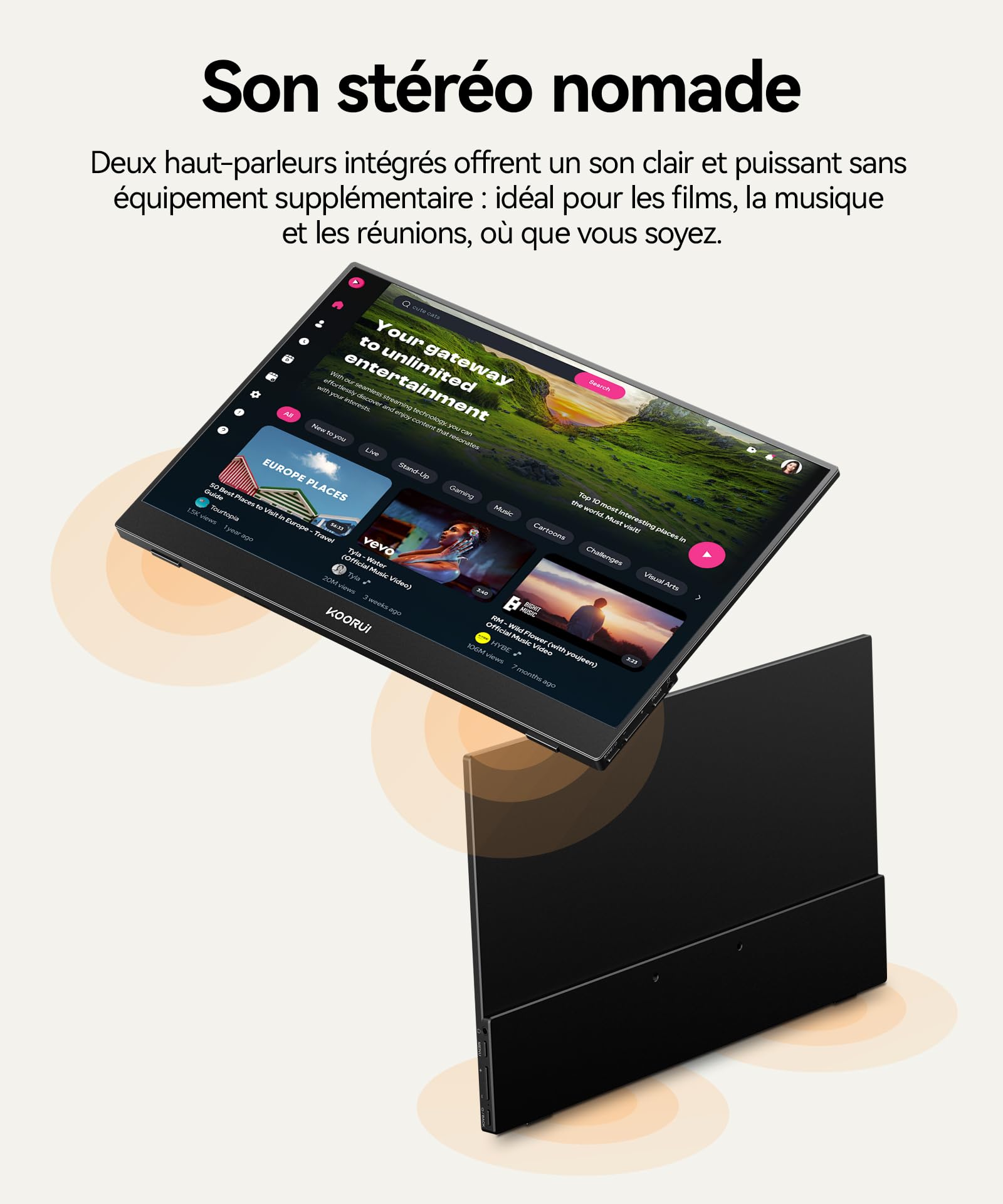 KOORUI Ecran Portable 15,6" IPS 60Hz HDMI USB Type C Haut-parleurs Intégrés | Plug-and-Play, FHD 1920x1080, Moniteur pour PC, Laptop, Xbox,Mac, PS 3/4/5, Eye Care