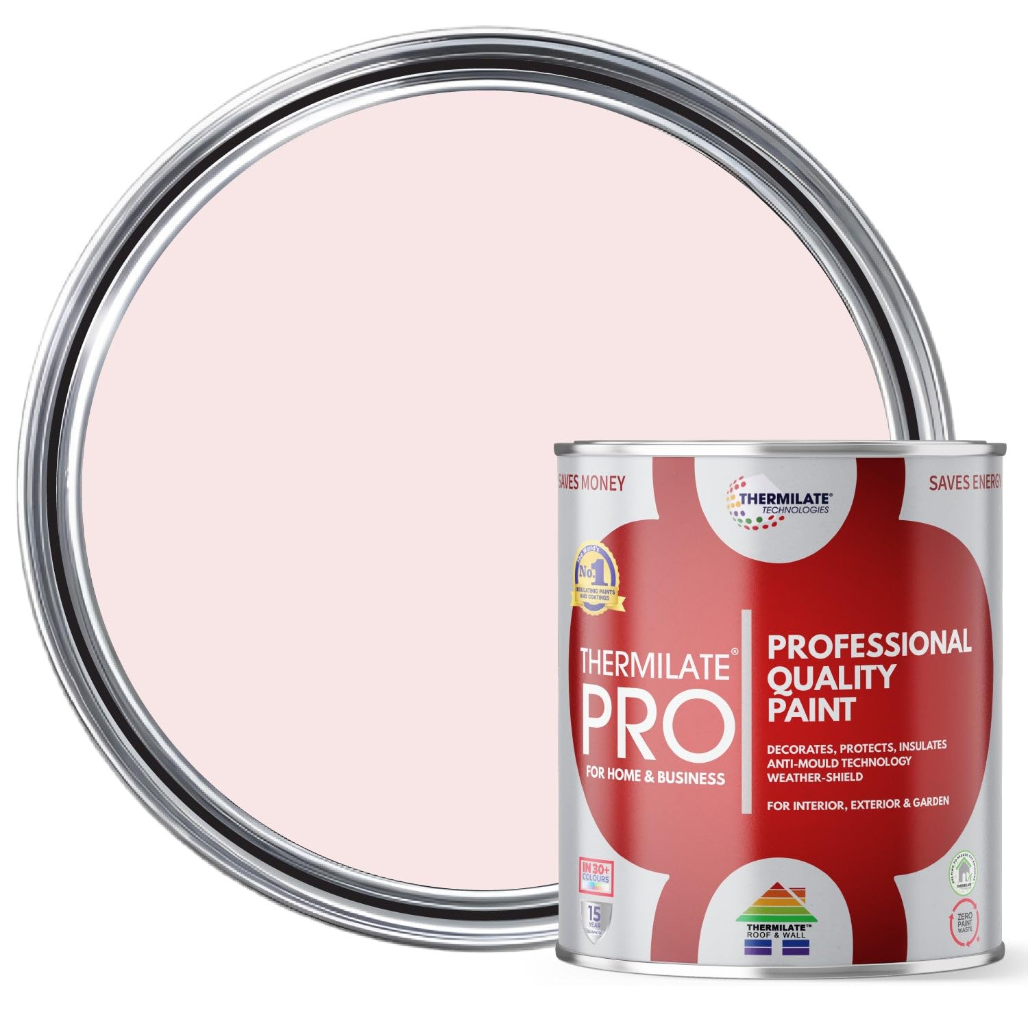 Thermilate PRO FLEX Interior & Exterior Paint - Professional Multi-Surface Paint & Primer for All Walls, Wood, Furniture, Kitchen Cupboards & Garden | All-in-One - Baby Pink - 2.5L - Matt — image 1