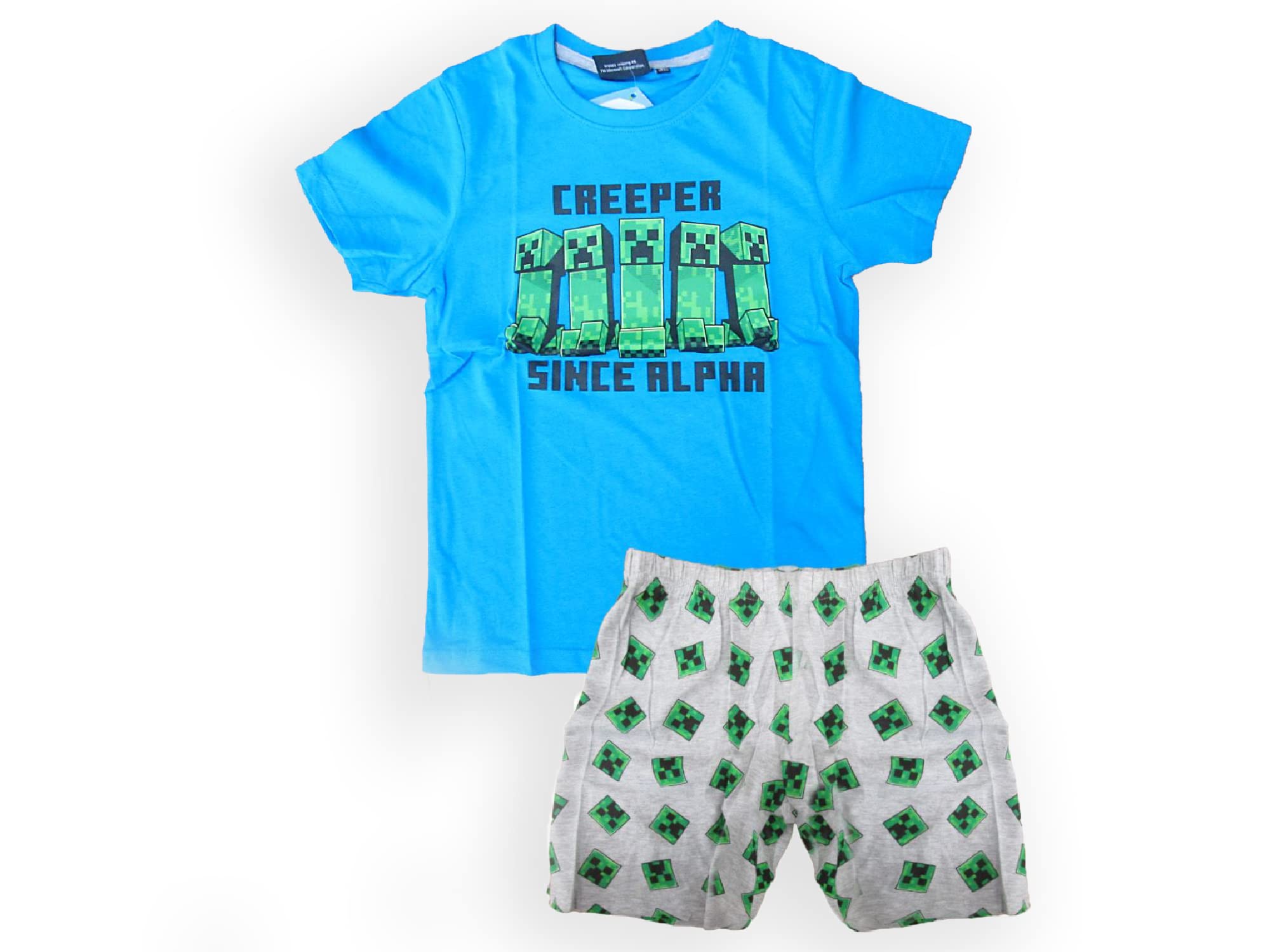 Pyjama Short Minecraft Garçon - 100% Coton, Taille Élastique - Officiel Licence Minecraft