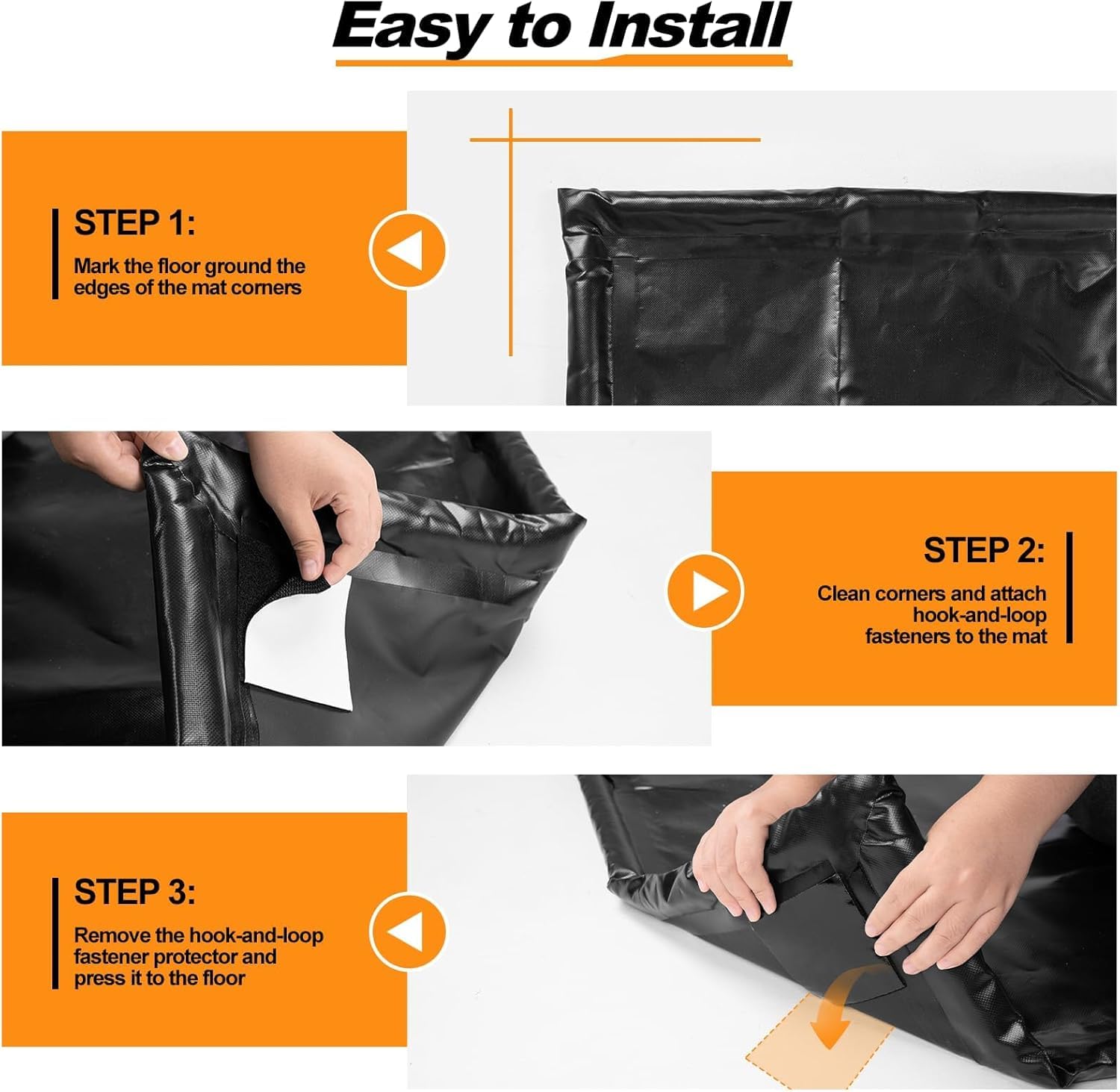 Garagenbodenmatte 2,4×4,9m, Strapazierfähige 1300D PVC-Auffangmatte | mit Bodenabstreifer, Schwarz, Wasserdichter Schutz vor Schnee, Regen und Schlamm für Autos