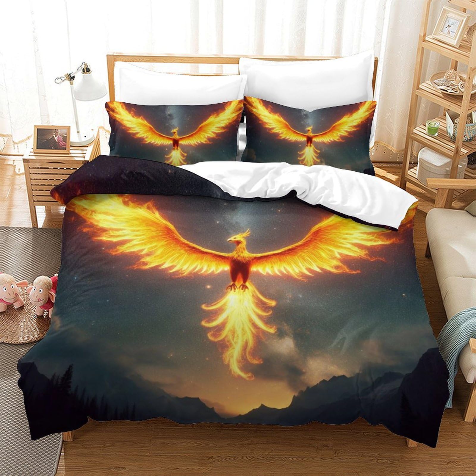 Housse de couette 3 pièces Le Paon Doux literie double 200x200cm avec taies d'oreiller moderne