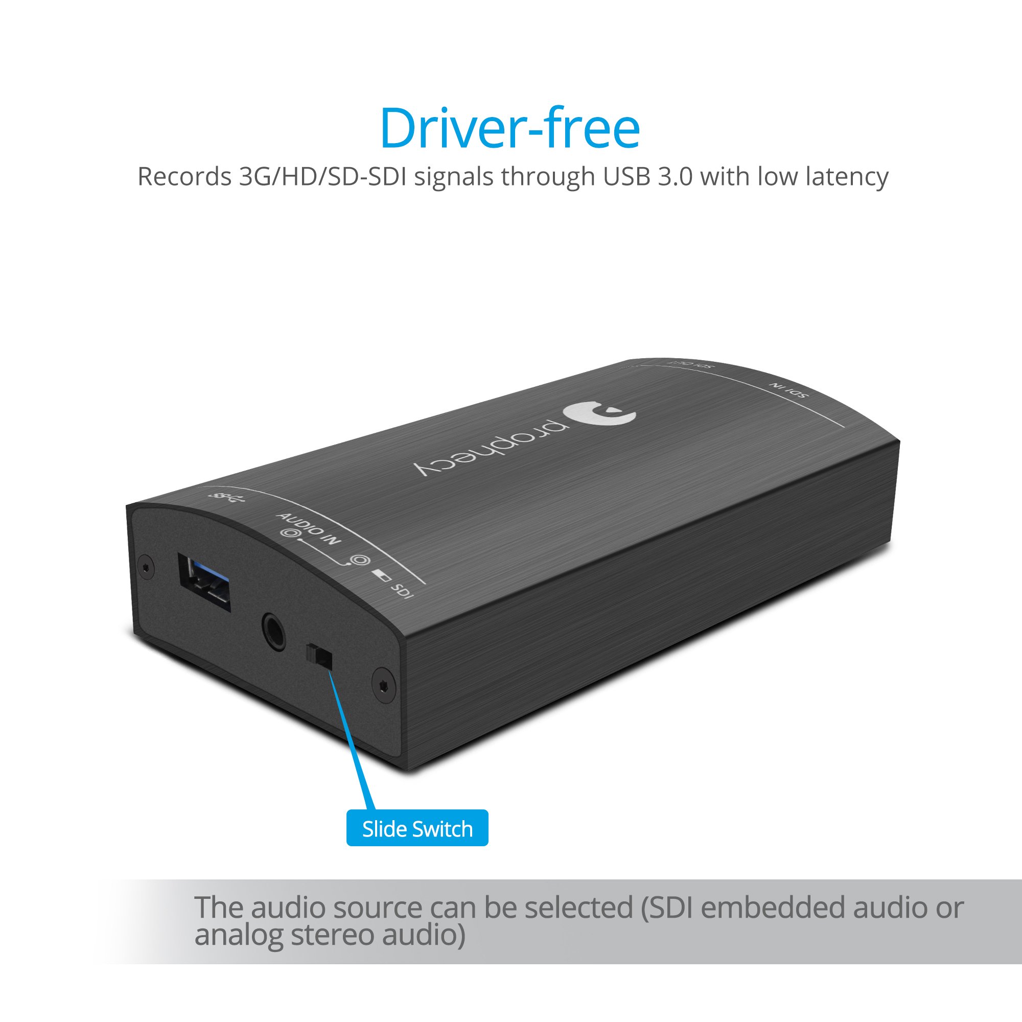 gofanco Dispositivo per Scheda di acquisizione Video SDI Prophecy su USB 3.0 – Segnali 3G/HD/SD-SDI, acquisizione e Streaming a 1080p a 60 Hz con loopout SDI, Nero