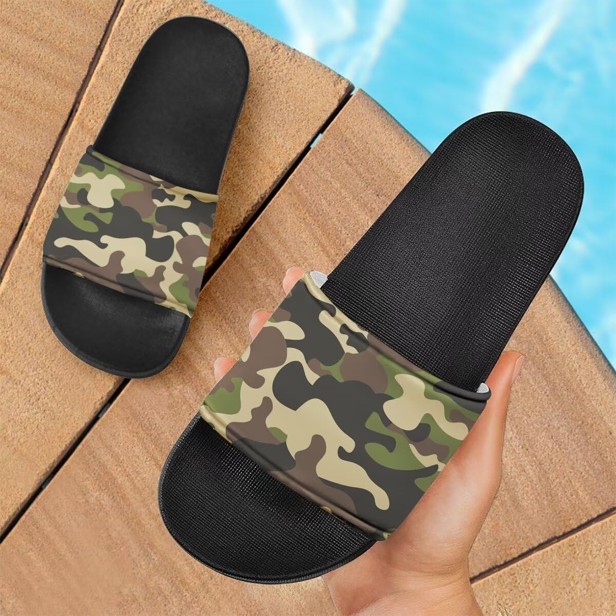 Howilath Novelty Patten Slippers for Women Men, Non-Slip Single Band Slide Sandals Open Toe Soft Sole Flat Sandals