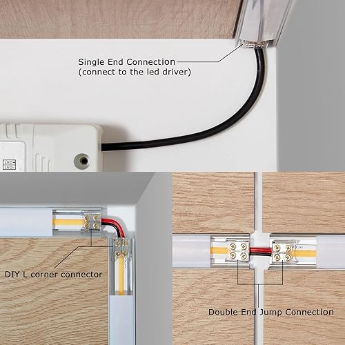 Miniatura 5 de Paquete de 15 conectores de tira de luz LED de un solo color, conector de tira LED sin soldadura, 0.315 in, 2 pines, tira de conector LED para tira