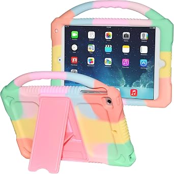 Kids Case for iPad mini 5 4 3 2 1,Shockproof Protective Silicone Cover for Apple 7.9 inch Kids iPad mini/Mini 2/Mini 3/Mini 4/Mini 5 Case with Stand Handle Rainbow
