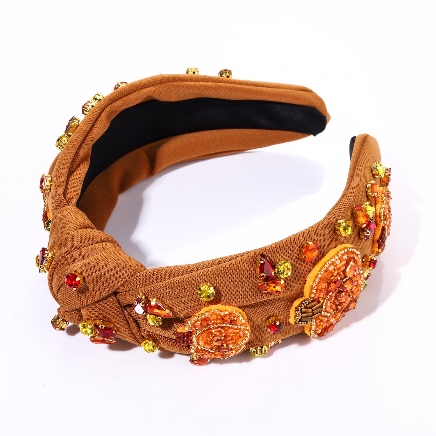 Thanksgiving Pumpkin Beaded Headband Fabric Adult Festive Holiday Accessory Pumpkin Beaded Headband - Etsy main image 4