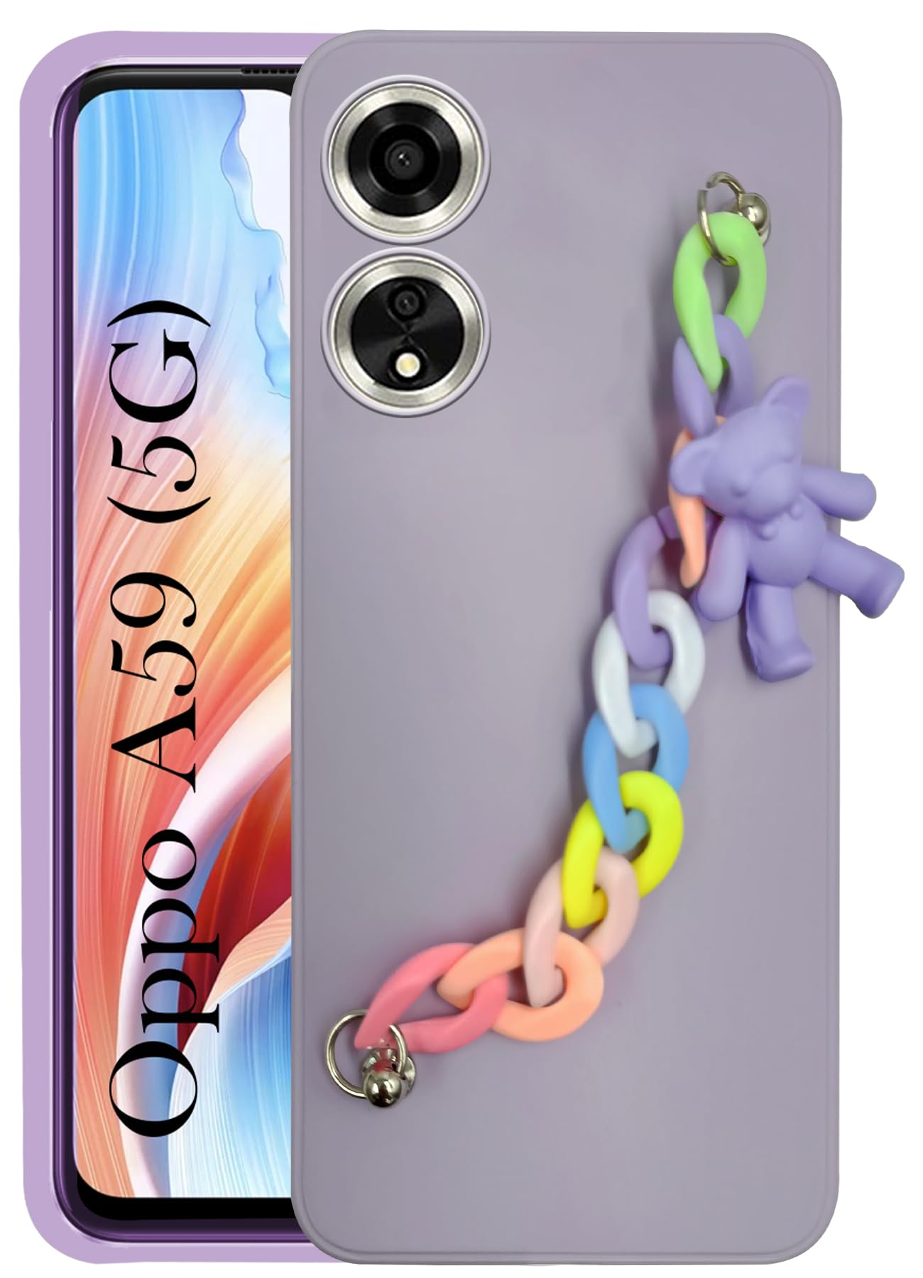 Jkobi Back Cover for Oppo A59 5G Girls Case with Bracelet (Wrist Hanging Chain | Teddy Toy Cartoon | Matte Purple) (B0CR6B67FV) Amazon Price History, Amazon Price Tracker