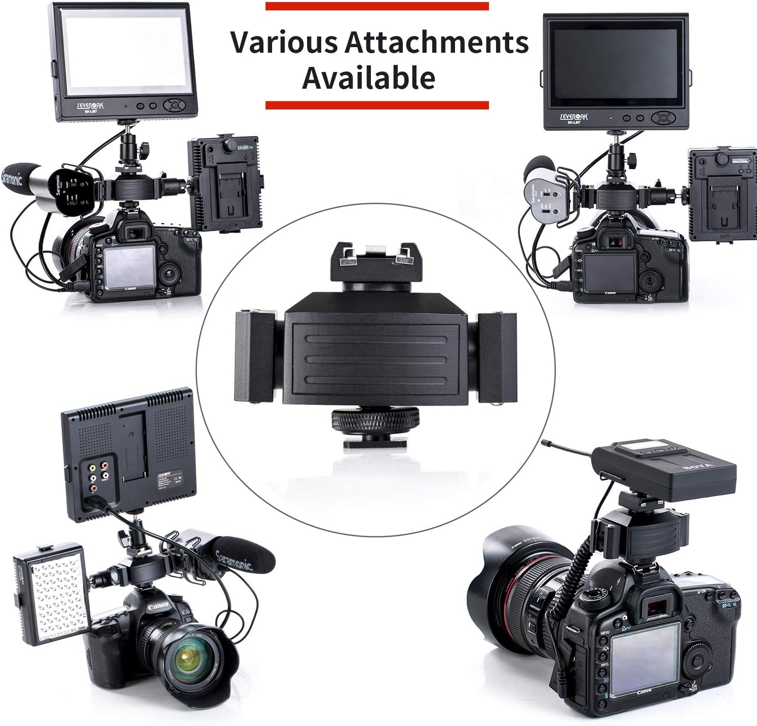 Pro Triple Shoe Mounts for Camera, Micnova MQ-THA Aluminium Alloy Adapter for Lights, LED Monitors, Microphones, Audio Recorder & Studio Flash Bracket Video Camera (Balck)