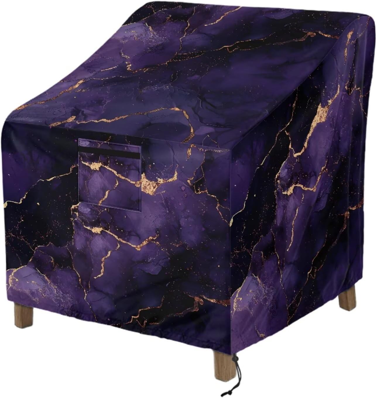 Marble Printed Waterproof Patio Chair Cover Dust Rain Snow-Proof Patio Chair Covers with Air Vents Anti-UV High Back Lawn Patio Furniture Protection