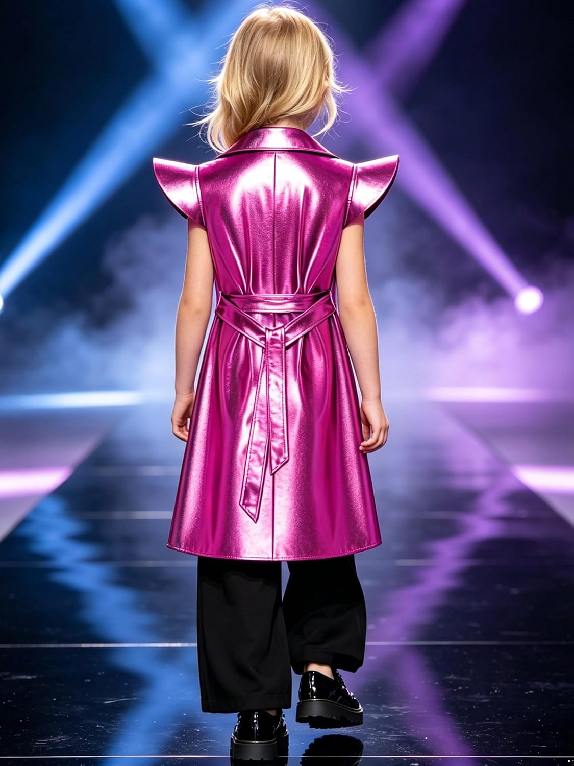 Girls Dance Long Cardigan Metallic Jacket Vest
