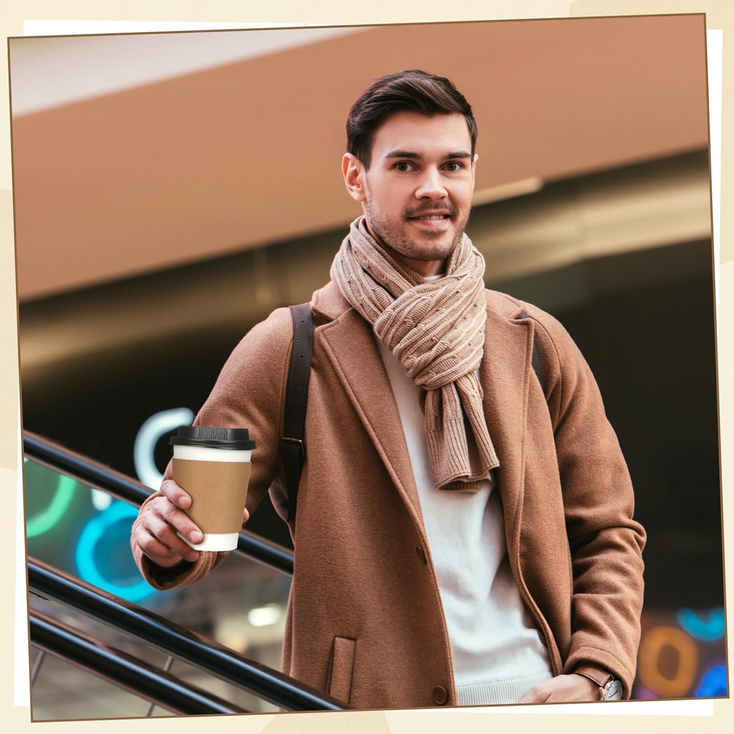 Jingmore 1000 Pcs 8oz Coffee Cups with Sleeves and Lids Bulk Disposable Hot Cups White Paper Drinkware for Cold Water Tea in Office Store Events Party Supplies