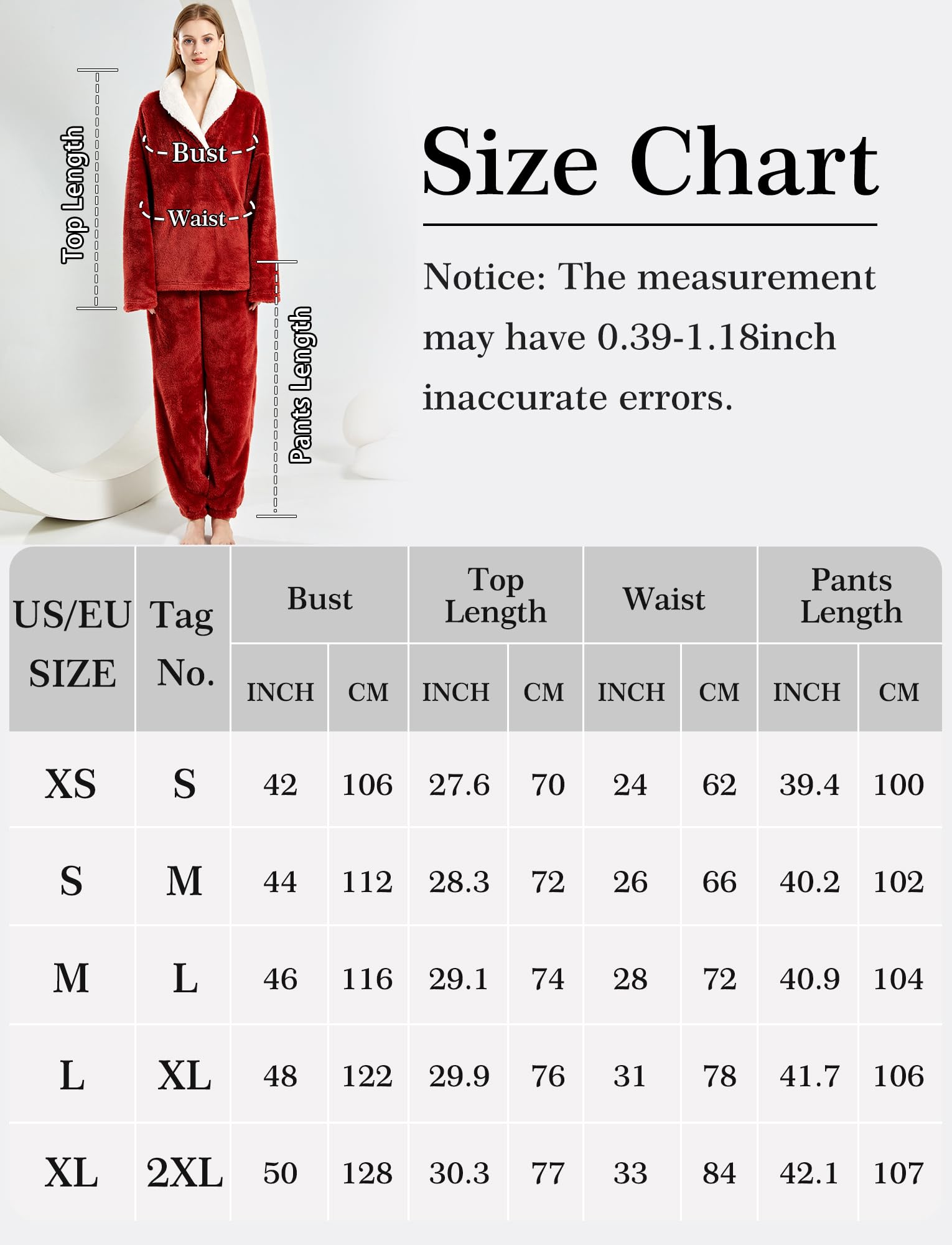 Pigiama da donna, invernale, in peluche, set di pigiami in pile caldo, 2 pezzi, per ragazze, camicia da notte, abbigliamento da casa, EU XS-XL