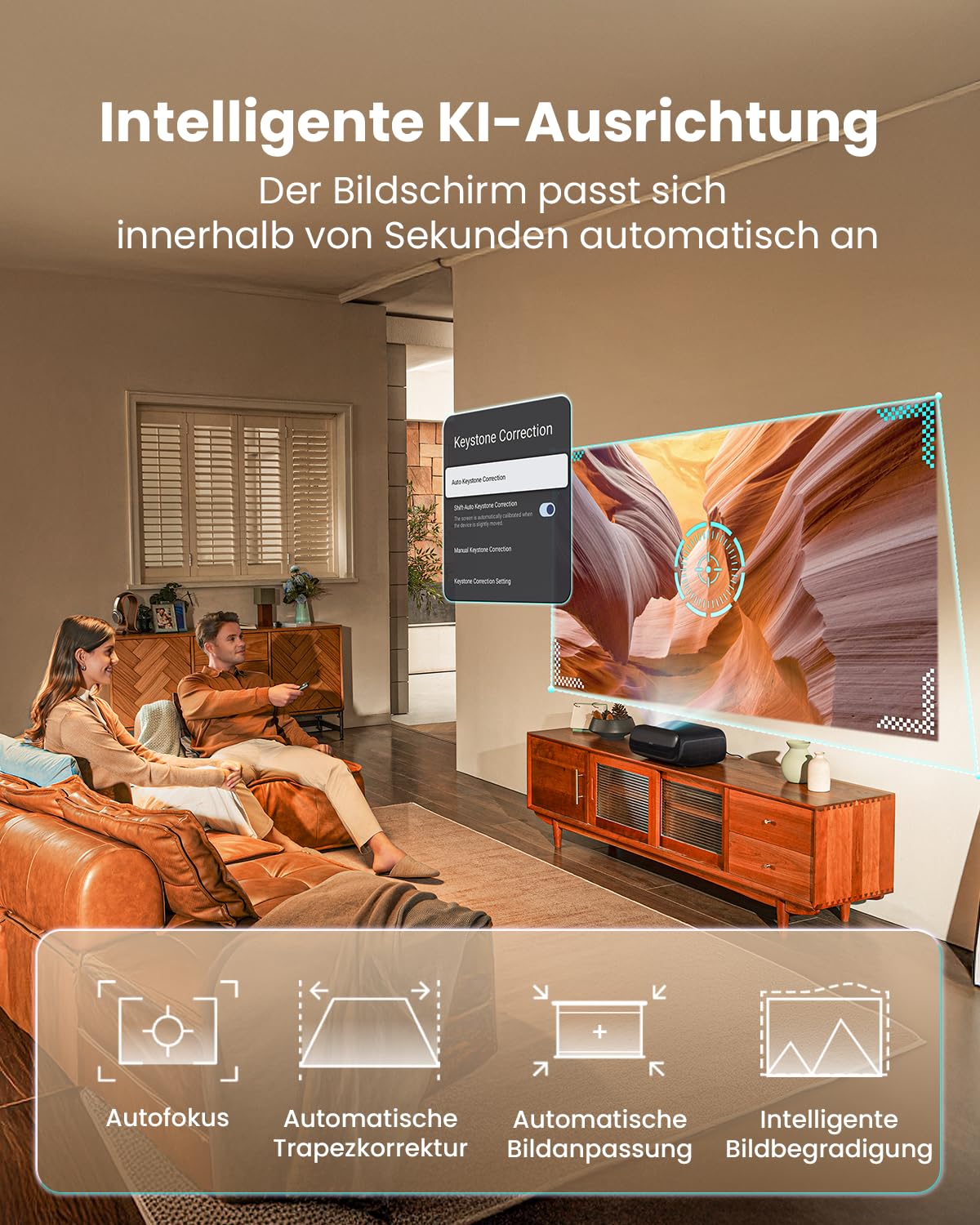 JMGO O2S Ultra UHD 4K Ultrakurzdistanz Beamer, 3600 ISO Lumen Triple Laser Projektor, 0,16:1 Kurzdistanz, Dolby Vision, Google TV, 4000:1 Kontrast, 20W Dynaudio, Dolby Atoms, DTS-X, 150" Laser TV