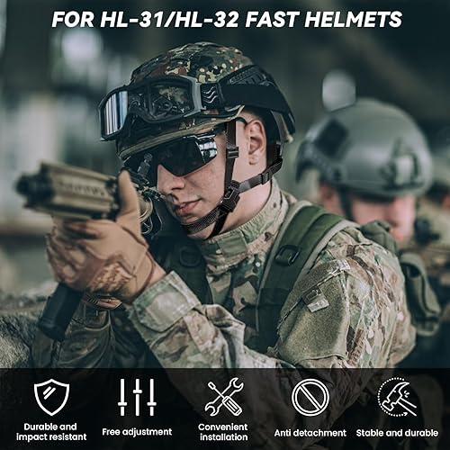 Miniatura 6 de Casco táctico correa de barbilla ajustable dial 4 puntos sistema de suspensión con pernos y tornillos para táctico rápido MICH Bump Wendy casco