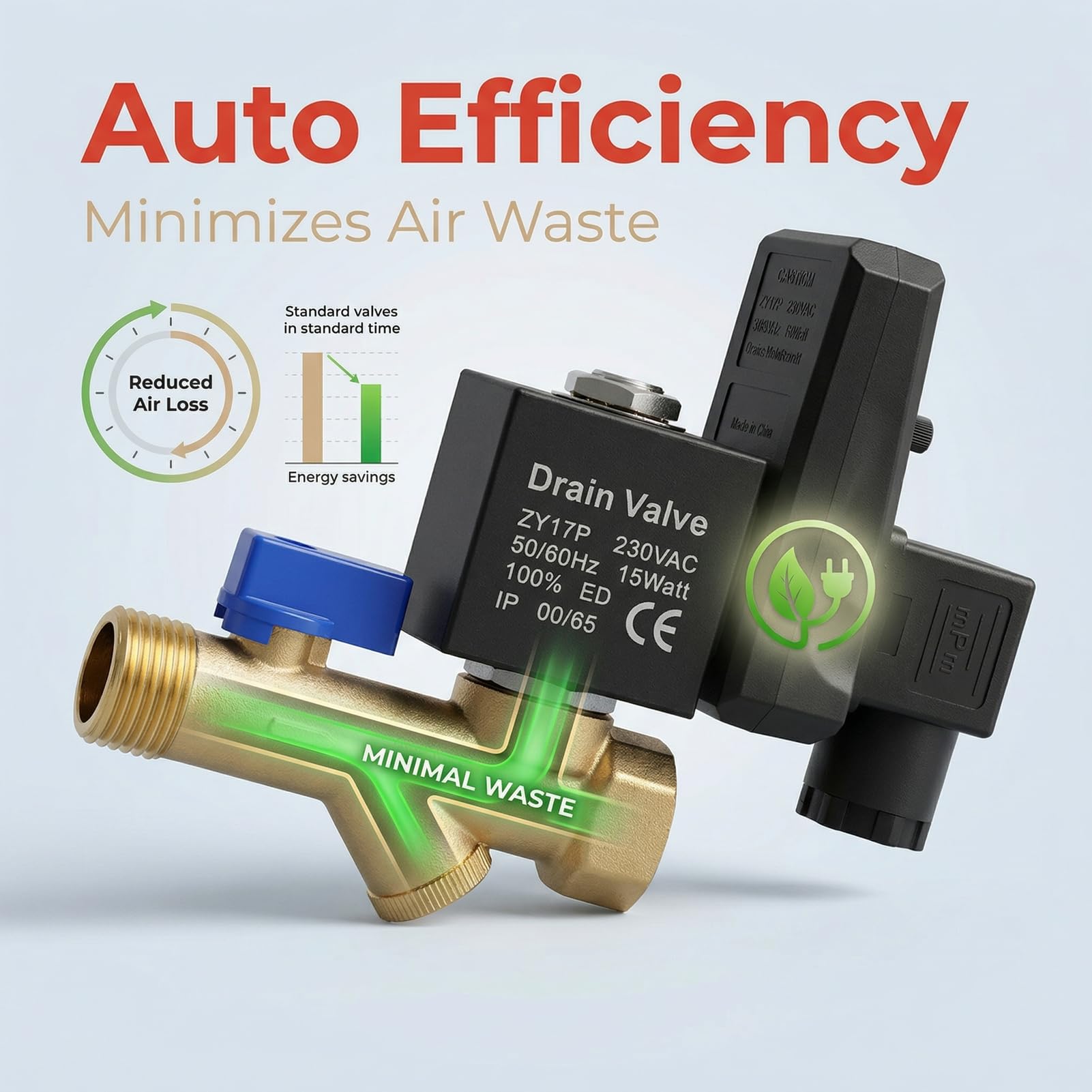Vanne de Purge des Condensats D'air Comprimé, Purge Temporisée Programmable Avec Plage De Réglage de 0,5-10 S / 0,5-45 Min, économe En énergie pour les Compresseurs D'air (AC230V)
