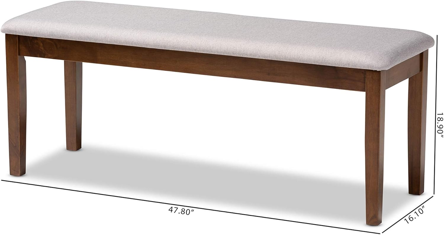 Baxton Studio Teresa Modern and Contemporary Transitional Grey Fabric Upholstered and Walnut Brown Finished Wood Dining Bench