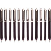 BaoKe BK123 Retractable Gel Pen, 12 Pcs, 0.5mm Bullet Tip, Quick Dry Black Ink, Compatible with Replaceable BK2009 Pen Refill, Premium Metal Body for School Office Journaling Purple