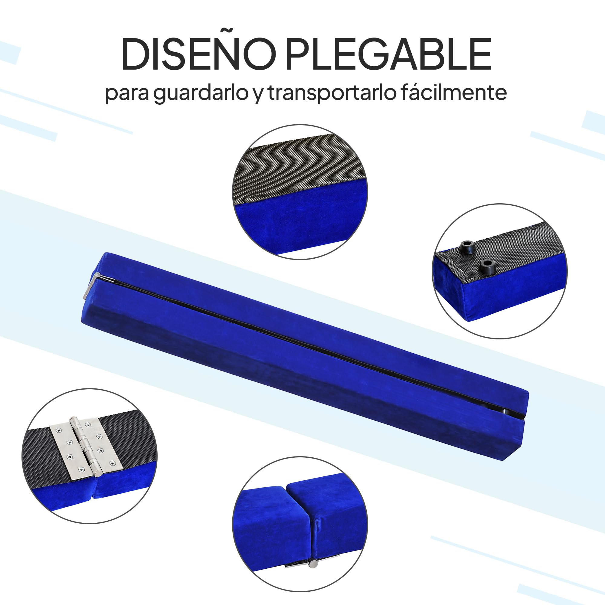 HOMCOM Barra de Equilibrio Gimnasia Plegable 210 cm Viga de Gimnasia Artística