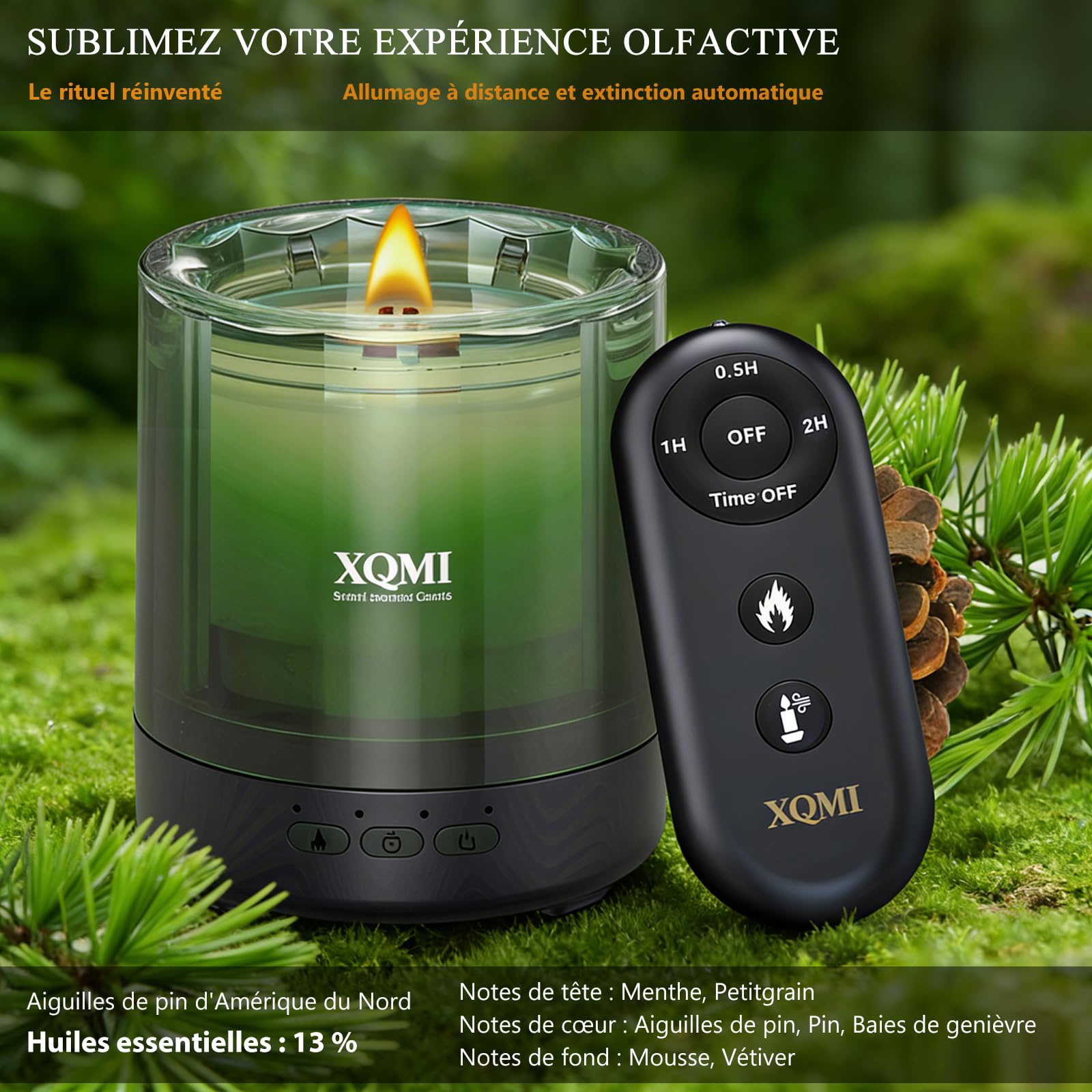 Bougies parfumées pour la maison - Coffret cadeau pour femmes et hommes - Cire de soja - Durée de combustion : 35 heures - Aiguilles de pin nord américain