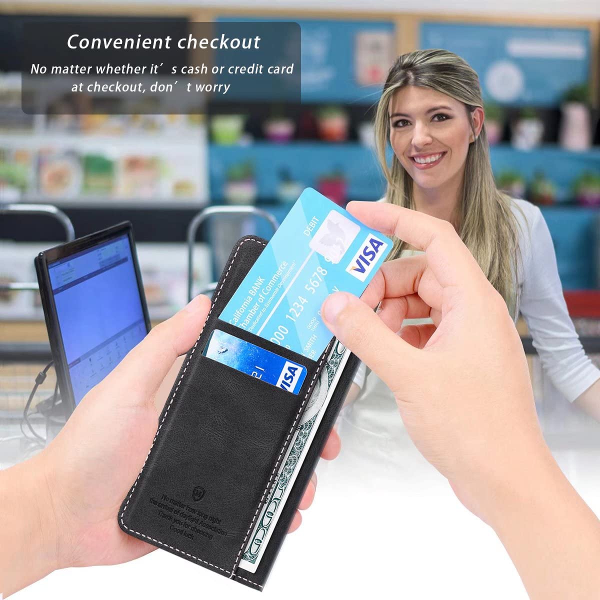 Etui FMPCUON do Oppo Realme 8/Realme 8 Pro,[PU Premium Leather Cover] [Etui z klapką], z gniazdami na karty do Oppo Realme 8/Realme 8 Pro, czarne
