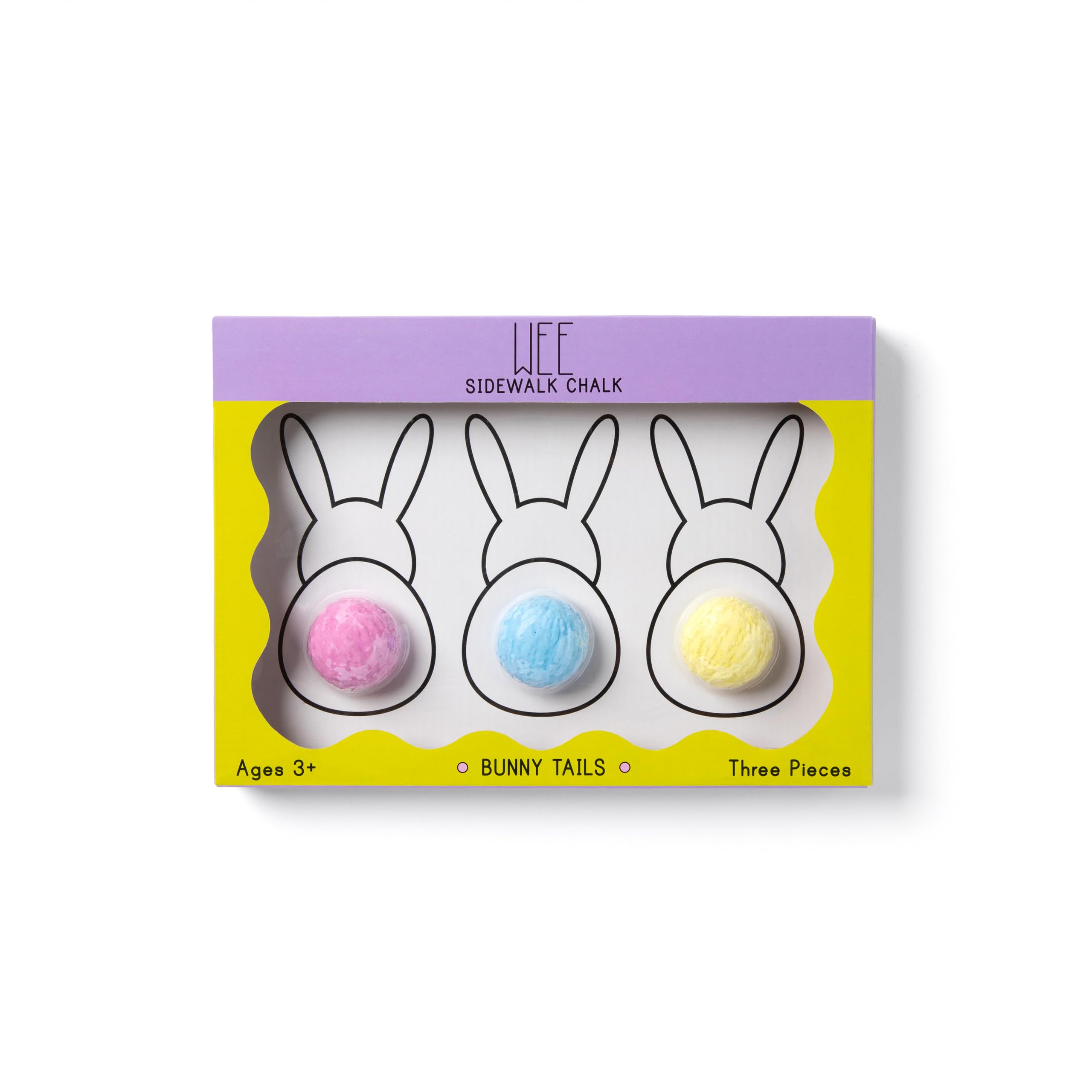 wee by TWEE Bunny Tails Sidewalk Chalk | Limited Edition Sidewalk Chalk | Pink, Blue, Yellow | Classic Children's Present | Fun Special Party Gift Idea | Arts and Crafts For Kids + Toddlers | Easter Basket Activities | Outside Playground Drawing | Boy Girl