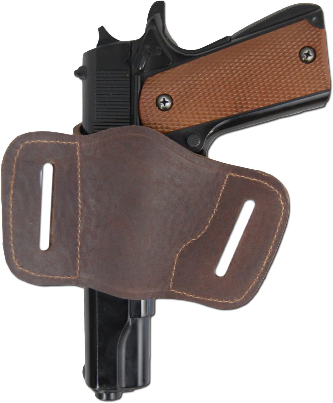 New Barsony Quick Slide Gun OWB Brown Leather Holster for Full Size 9mm 40 45