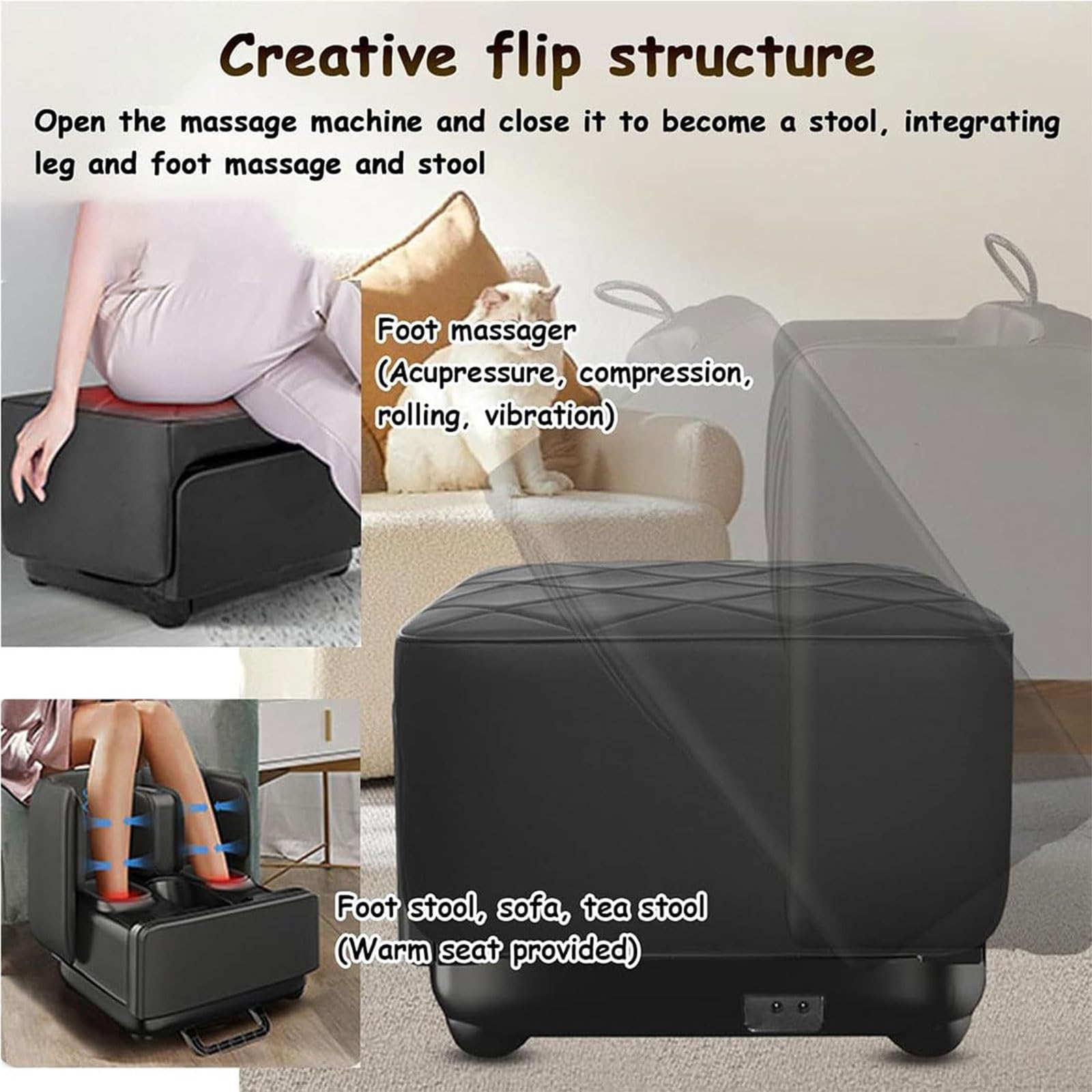 Masajeador De Pies Shiatsu Con CalefaccióN, Masaje De Tejido Profundo, Masajea Los MúSculos De Piernas Y Pies, Masajeador De Pies Con Vibración Y Compresión Regalo Para Mamá, Papá Y Amigos(Off-white)