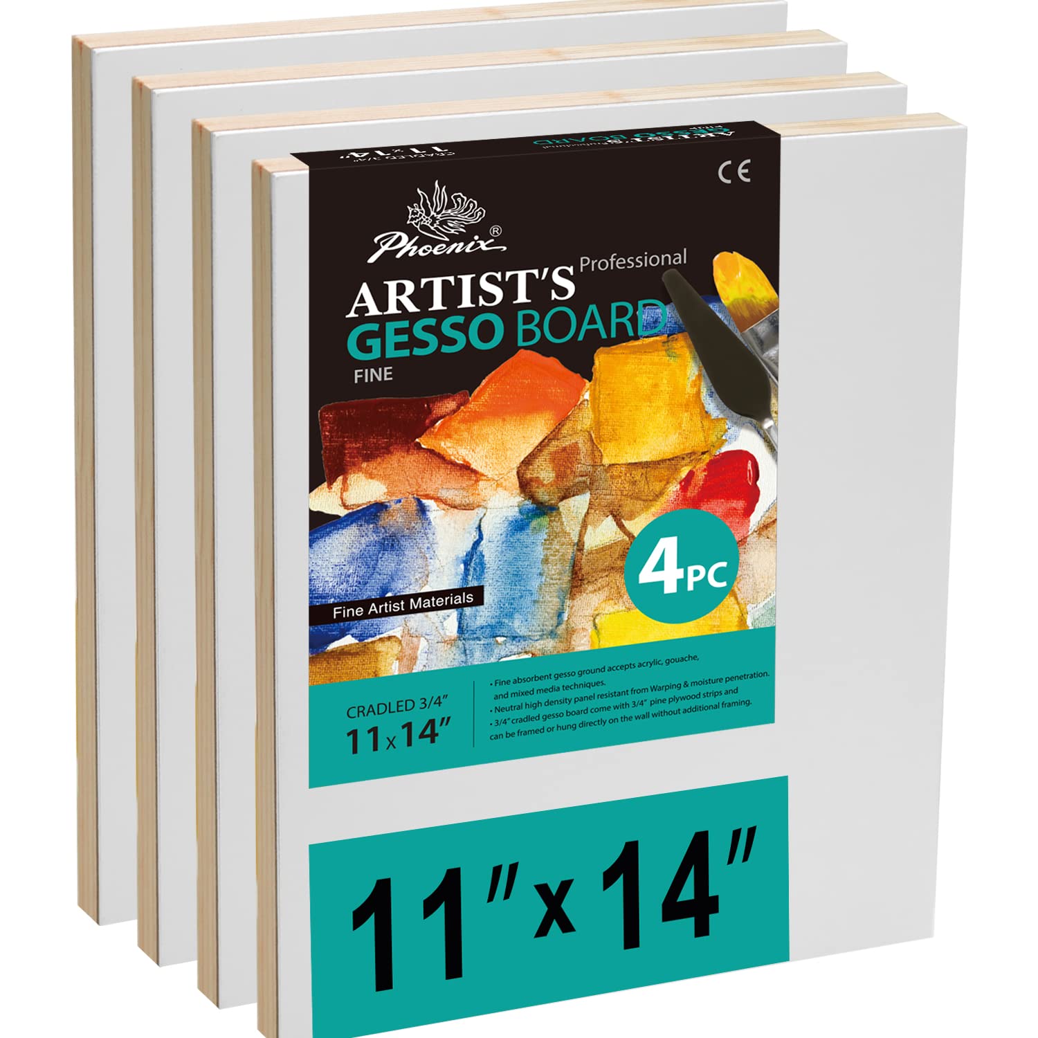 Amazon.com: PHOENIX Gesso Boards for Painting - 11x14 Inch / 4