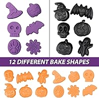 Vista 5 de Webake Molde para pastel de Halloween, moldes de silicona con forma de calabaza, calavera, fantasma, murciélago para pasteles, gelatina, jabón, 2