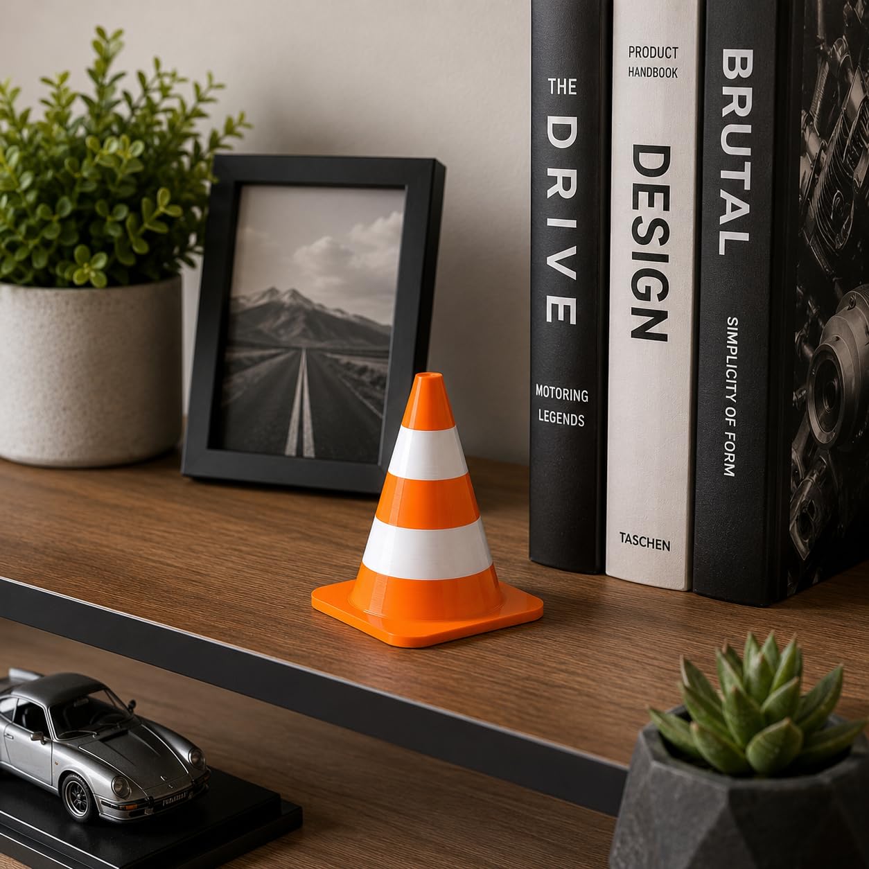 Mini Traffic Cone Paperweight (6 cm) | Weighted Desk Decor | 3D