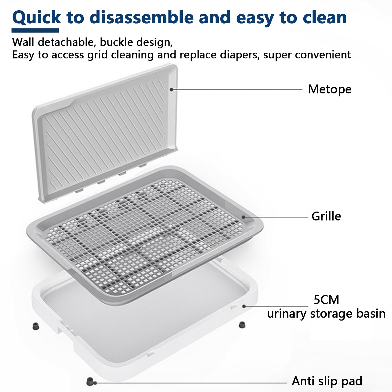 Toilette pour Chien De Compagnie Toilette, Bacs à Litières pour Chiens, Tapis De Propreté Chien, Tapis De Dressage pour Animaux De Compagnie, Support Portable (L,Blanc)