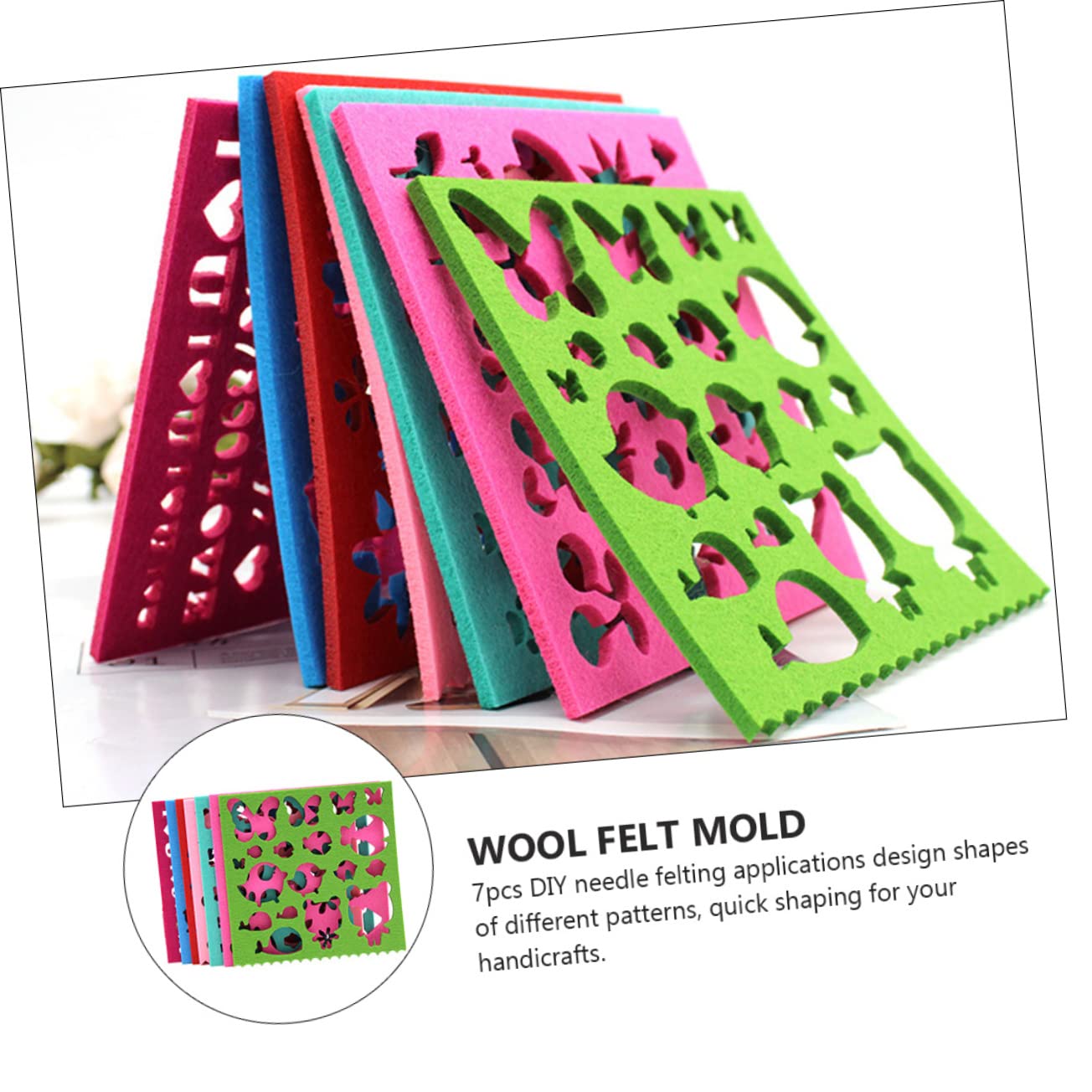 Anneome Molde De Fieltro De Lana 7 Piezas Para Manualidades Diy Plantilla De Fieltrado Aguja, Multicolor, Para Familias y Principiantes, Adecuado Para Proyectos Creativos Casa