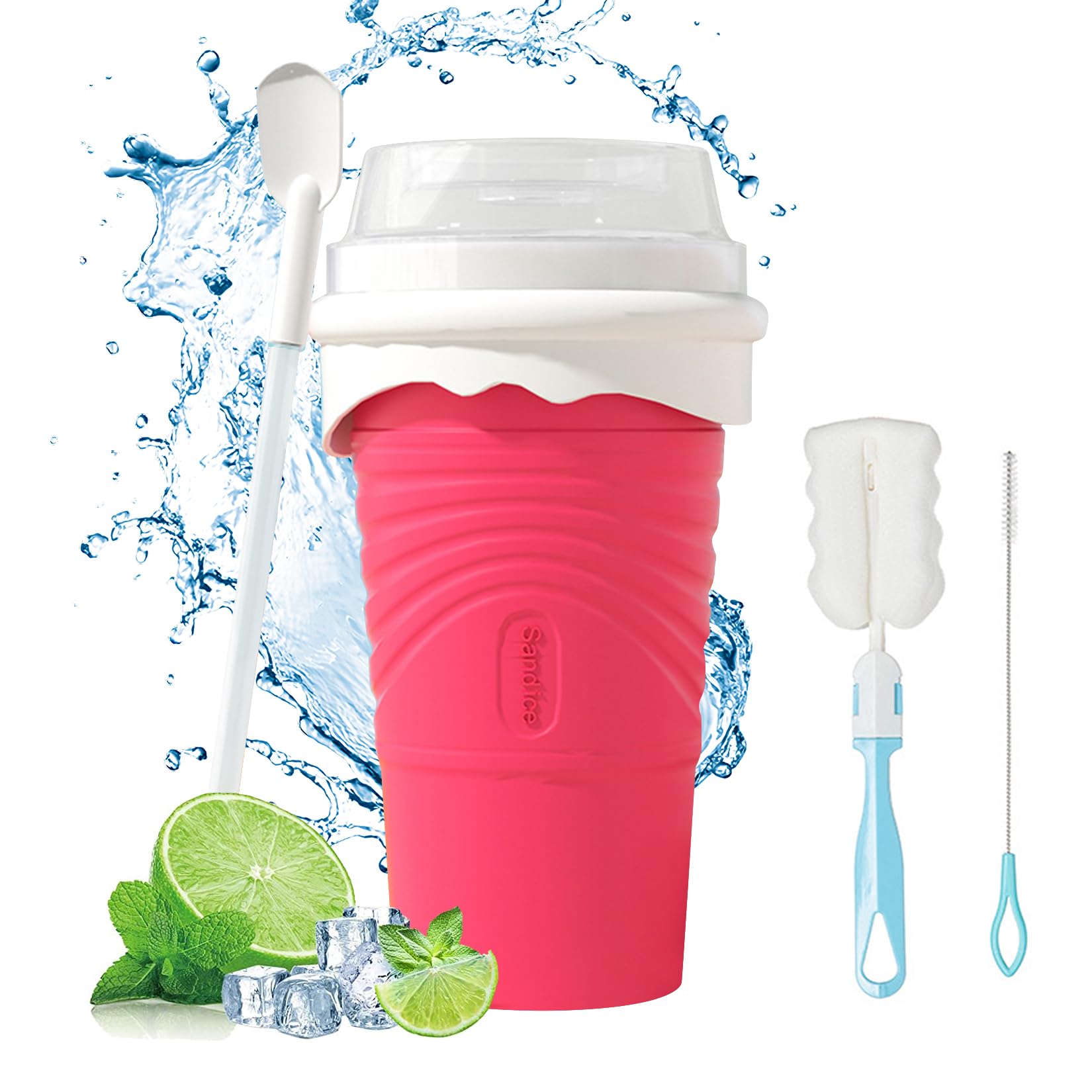 Slushy Maker Cup SCBOY - Macchina Per Granite Fai Da Te In Silicone Con Cucchiaio Cannuccia - Foto 5