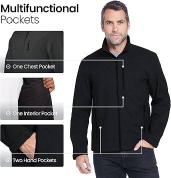 Weatherproof Men's Softshell Jacket Wind & Water Resistant Breathable, Lightweight Outdoor Coat