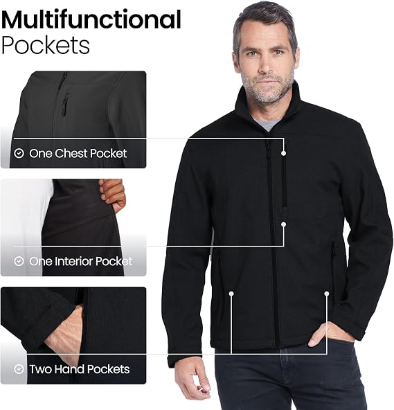 Weatherproof Men's Softshell Jacket Wind & Water Resistant Breathable, Lightweight Outdoor Coat