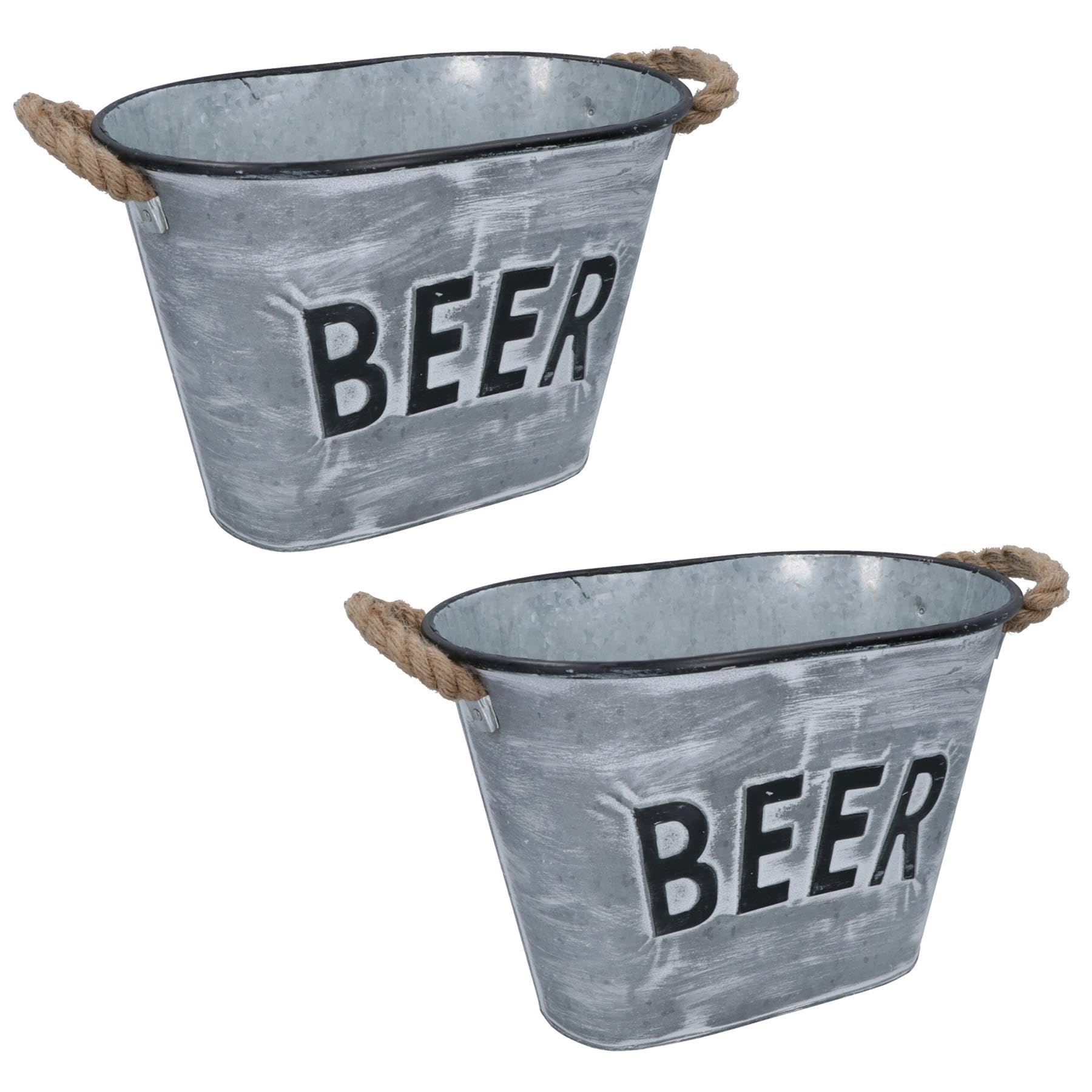 Cubo de metal para bebidas de cerveza, botella de vino, champán, hielo, cubo para fiesta, 2 unidades